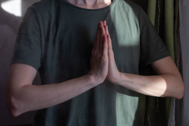 istock Woman practicing yoga at home 1463066031
