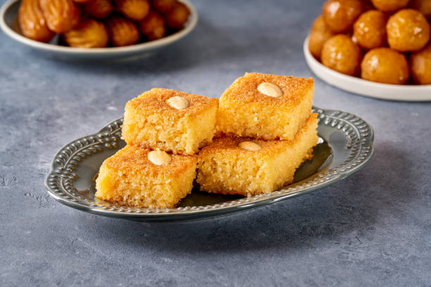 Middle eastern semolina cake basbousa , namoora, hareesa