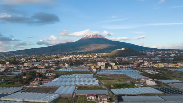 Clouds Pass Over Mount Vesuvius Hyperlapse Drone Footage