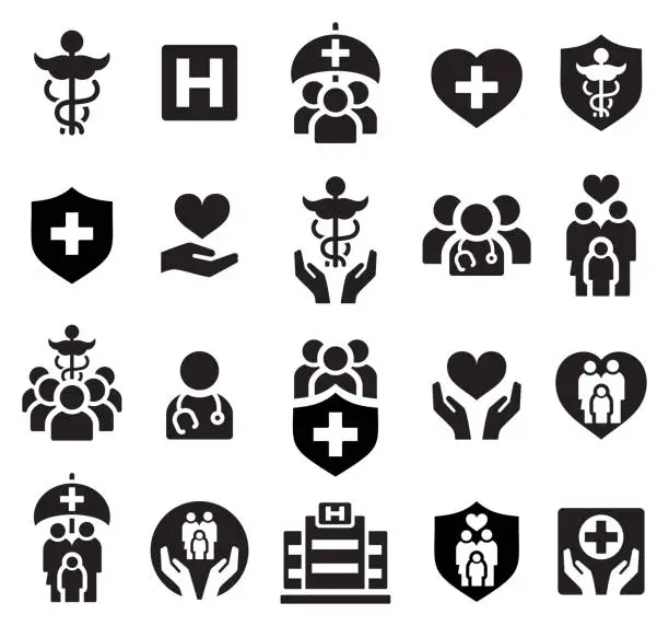 Vector illustration of Medical icons set. Healthcare and medicine. Medical Insurance.