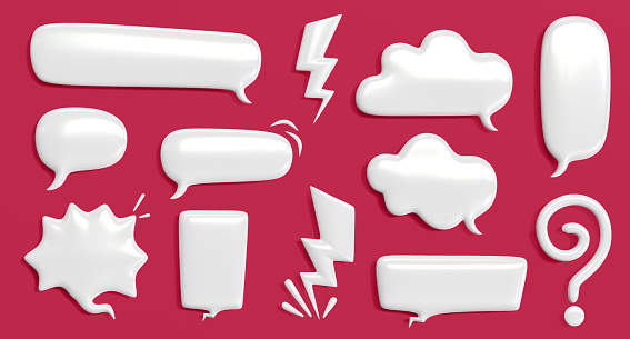 3D speech bubbles to use for photo compositions and illustrations for graphics. 3D Rendering