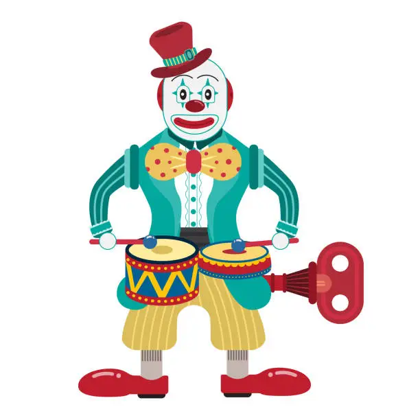 Vector illustration of Clown Drummer