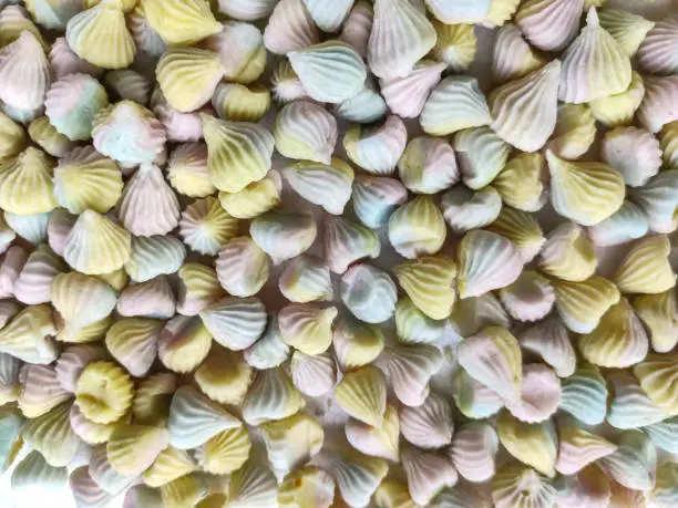 Colorful candy background and texture.pastel colors Thai chewy coconut candy or Allure candy (Ar Lua), famous Thai dessert