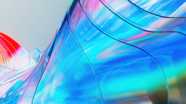 istock Bright multi colored background with glass flower. 3D rendered multi-colored flower with wavy petalsfor a bright summery design 1463086641