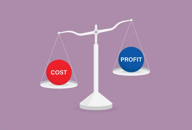 Vector illustration of Cost over profit