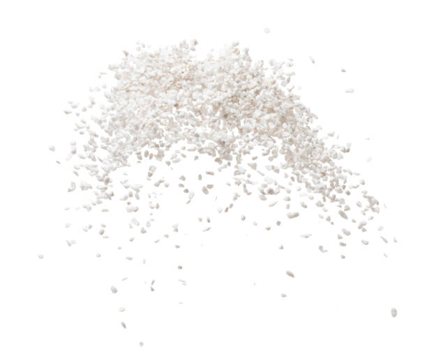 istock Perlite rock flying explosion, perlite white stone fall down abstract garden decorate. Perlite volcano stone splash throwing in Air. White background Isolated high speed shutter, freeze action 1463090012