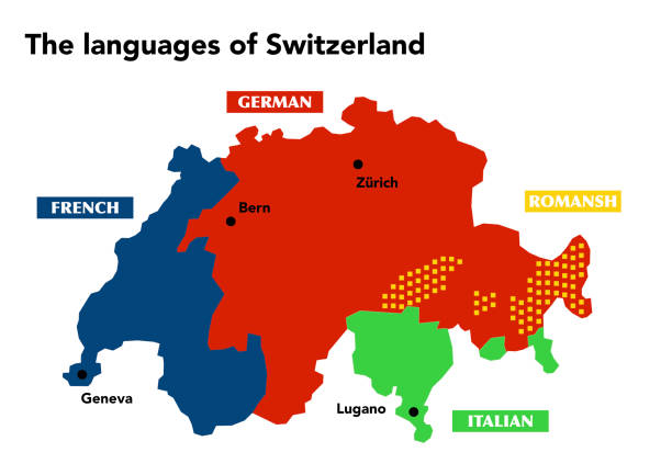 die amtssprachen der schweiz - geneva canton stock-grafiken, -clipart, -cartoons und -symbole