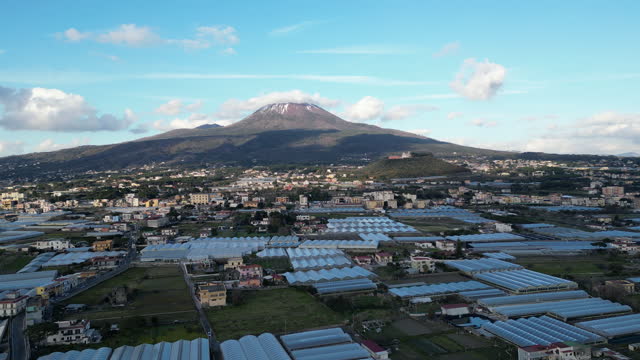 Mount Vesuvius and City Aerial Drone Footage