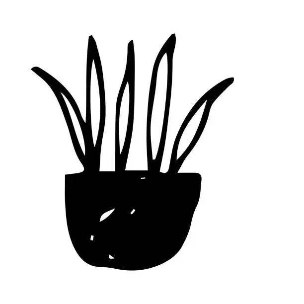 Vector illustration of Vector illustration black and white flower pot.