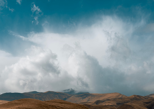 Cloud covered mountains in Kayseri, Turkey. Taken via medium format camera.