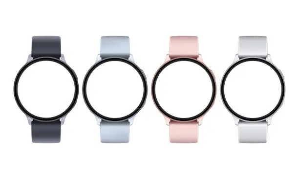 Vector illustration of Set of Modern Wrist Watches With Round Blank Screens