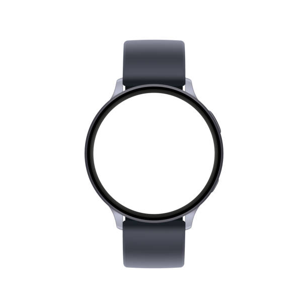 illustrations, cliparts, dessins animés et icônes de montre-bracelet moderne avec écran blanc rond - watch strap