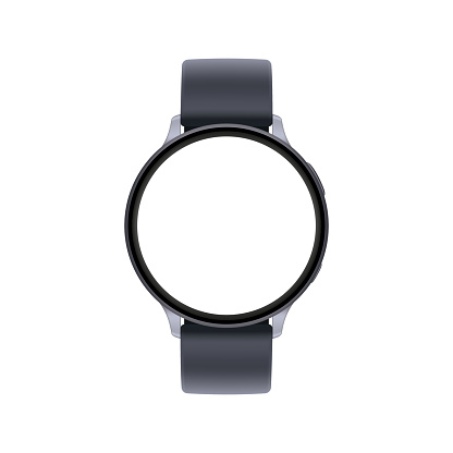 Modern Wrist Watch With Round Blank Screen, Isolated on White Background. Vector Illustration