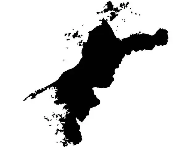 Vector illustration of Map of Ehime Black Illustration