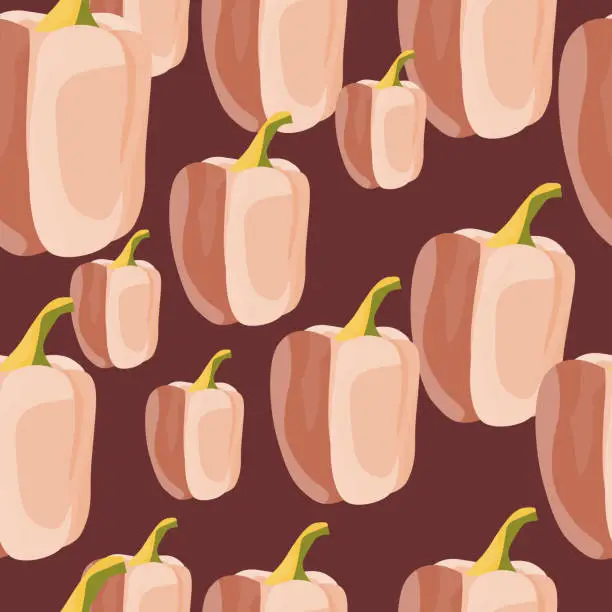 Vector illustration of Simple bell pepper seamless pattern. Bulgarian pepper wallpaper.