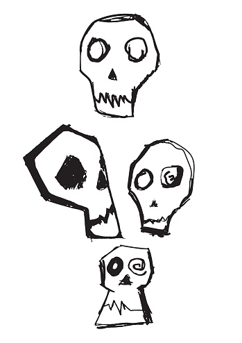 4 Skull Illustration Drawing Cartoon