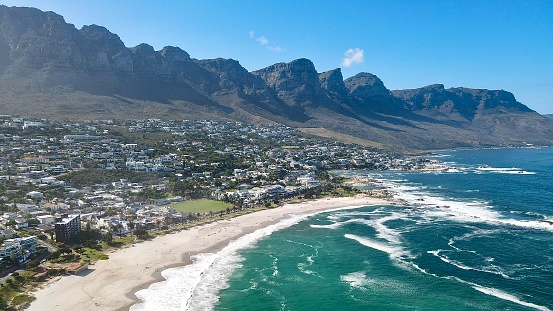 Drone shot of Cape Town from the coastline