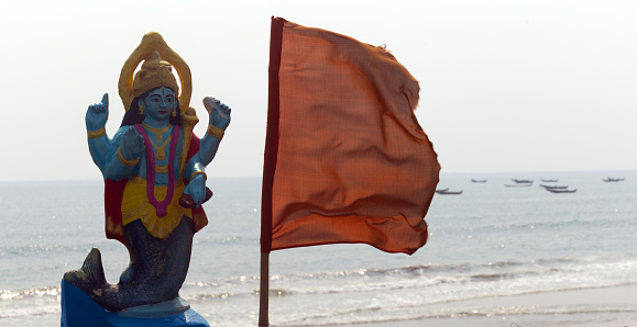 Sri Vishnu in matsyavatara idol at beachside
