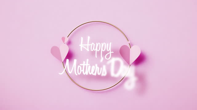 Happy Mother's  Day message over pink hearts on over pink background. Mother's Day concept.