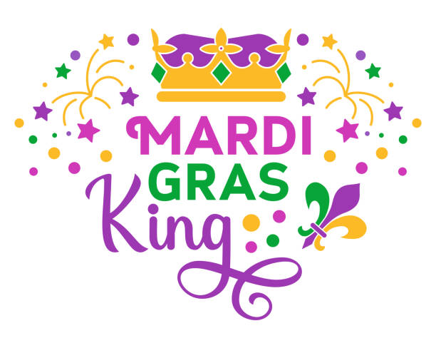 ilustrações de stock, clip art, desenhos animados e ícones de mardi gras king. mardi gras design with crown and fleur de lis - mardi gras illustrations