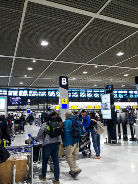 Osaka, Japan on April 8, 2019. Photo of an immigration checkpoint for foreigners at Kansai International Airport (Kansai Kokusai Kk). stock photo