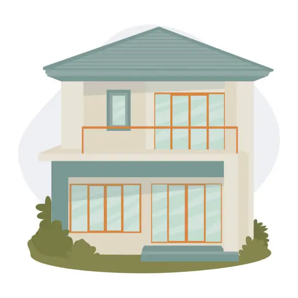 Vector illustration of New family cottage. House Icon, isolated on white background. Illustration Vector.