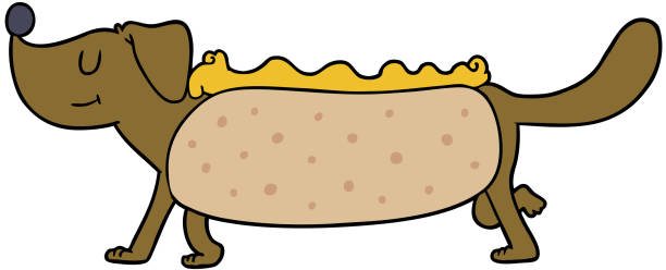 cartoon-hotdog - wearing hot dog costume stock-grafiken, -clipart, -cartoons und -symbole