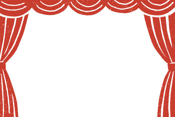 Hand drawn red stage curtain background. EPS10 Vector Illustration. Easy to edit, manipulate, resize or colorize. stage curtain stock illustrations