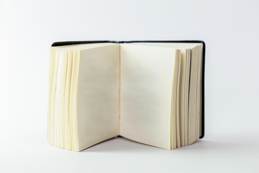 Small book on white background.