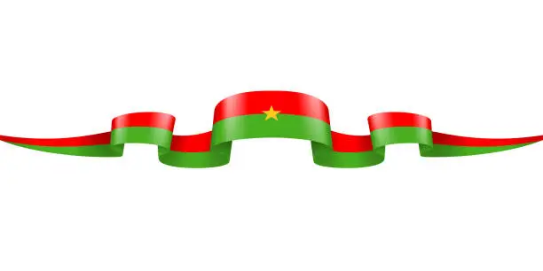Vector illustration of Burkina Faso Flag Ribbon. Flag of Burkina Faso Header Long Banner. Vector Stock Illustration