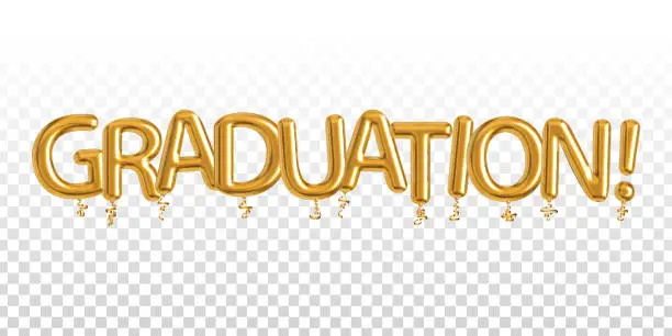 Vector illustration of Vector realistic isolated golden balloon text of Graduation on the transparent background.