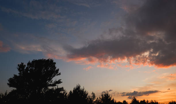 istock The sky at sunset before bad weather. Low red sunlight illuminates thunderclouds. 1463140249