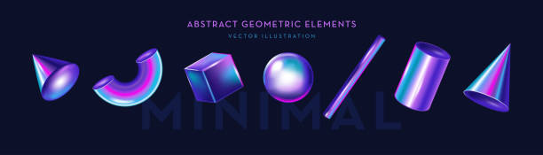 istock 3d abstract minimal geometric shapes. Vector illustrated in glossy neon colors 1463140291