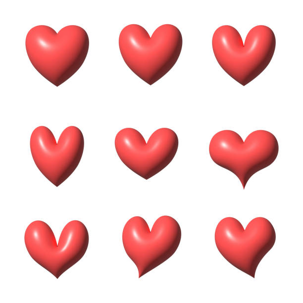 istock Set of different 3d red heart icons 1463141615
