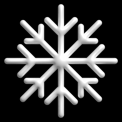 illustration of 3D snowflakes isolated on black background.