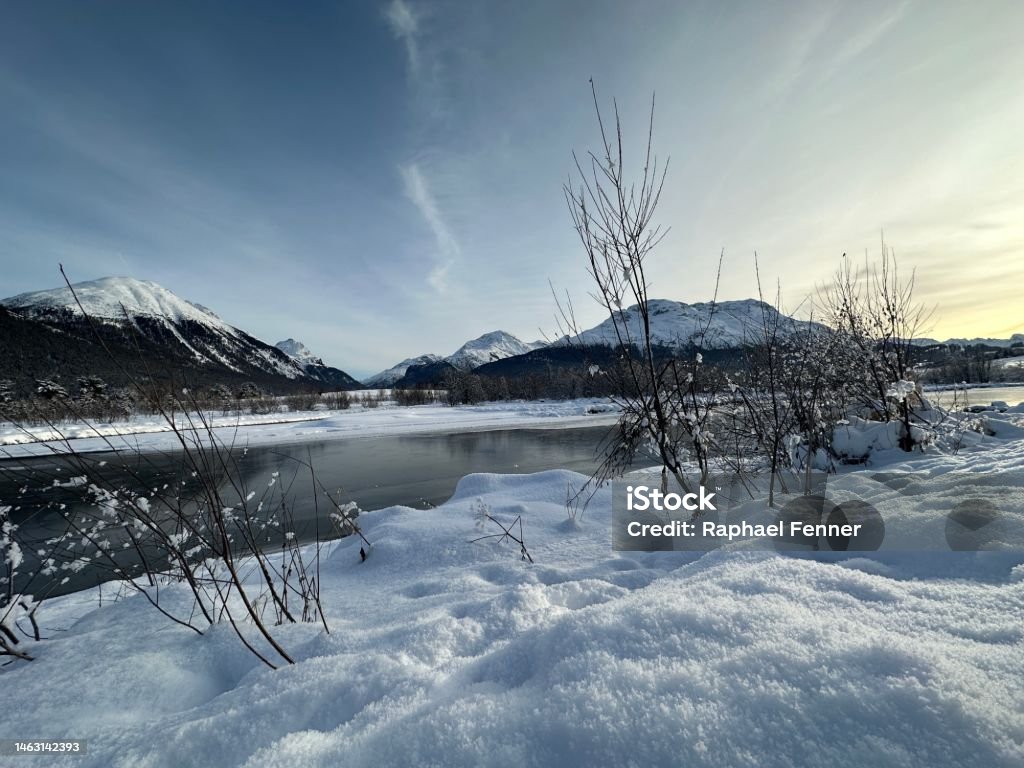 Winter landscape Winter in Samedan Backgrounds Stock Photo