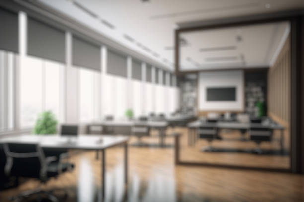 Blur background of modern office interior design . Contemporary workspace for creative business
