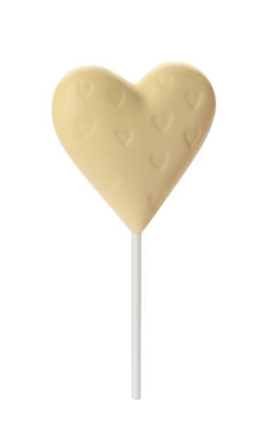 istock Heart shaped lollipop made of chocolate isolated on white 1463163514