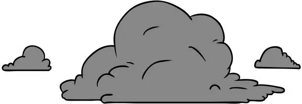 Vector illustration of hand drawn cartoon doodle of white large clouds