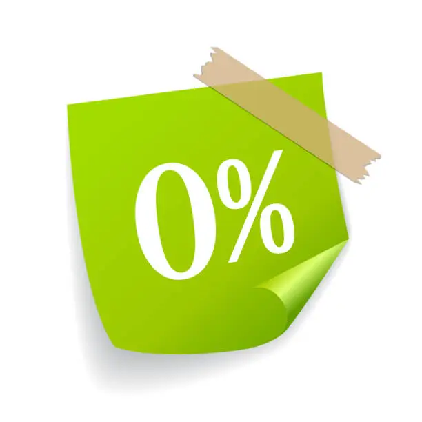 Vector illustration of Zero percent sticker, zero commission fee label