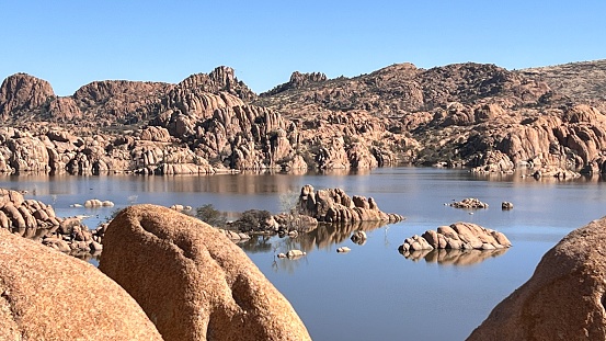 Lake with boulders