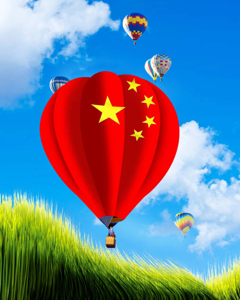 china spy balloon in america. - chinese spy balloon stok fotoğraflar ve resimler