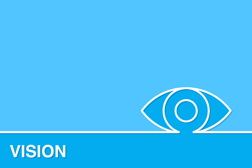 Vision Concepts With Line Eye on Blue Background