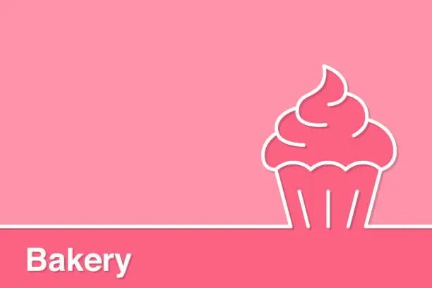 Vector illustration of Bakery Concepts with Cupcake on Pink Background