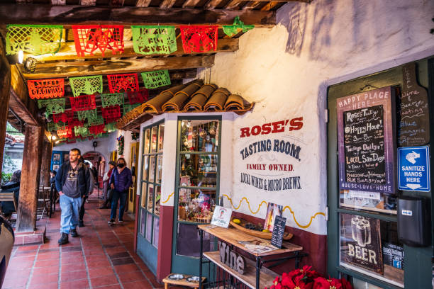 San Diego, CA - December 17, 2022: Shops in Old Town San Diego during the Christmas season.