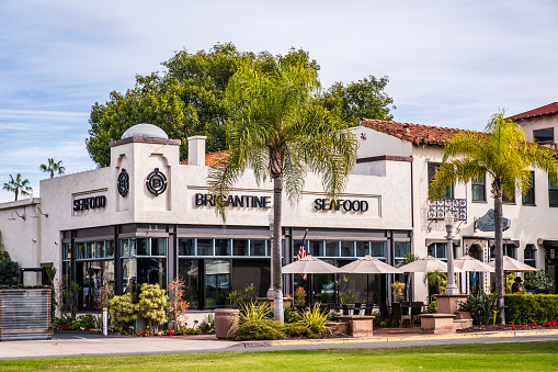 Coronado, CA - December 17, 2022: View along Orange Avenue in Coronado.