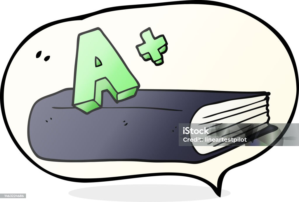 Grade R Sign Cartoon Freehand Drawn Speech Bubble Cartoon A Grade Symbol And Book Stock ...
