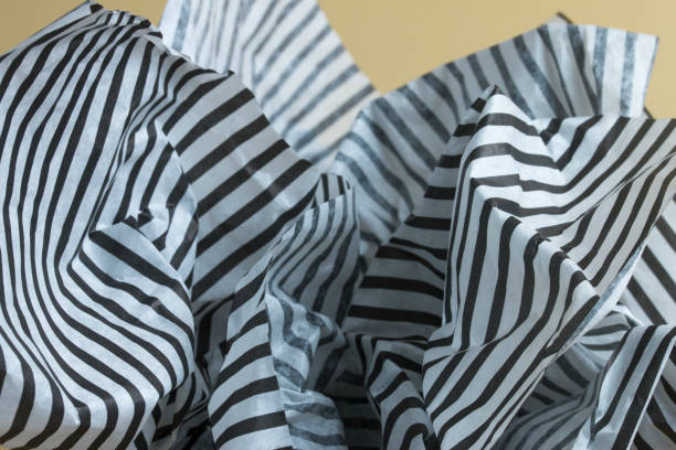 Black and White Striped Tissue Wrapping Paper stock photo