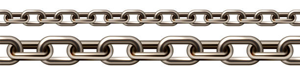 istock Realistic brown metal chain with old rusty links isolated on white background. Heavy steel chain for industrial use. Vector illustration 1463228593