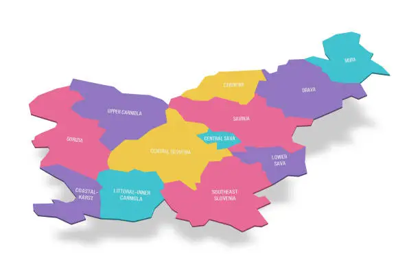 Vector illustration of Slovenia political map of administrative divisions